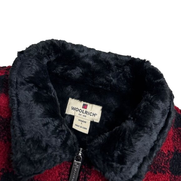 WOOLRICH PLAID Faux Fur Fleece Vintage Y2K Designer Fall Vest Womens Large - Picture 4 of 6